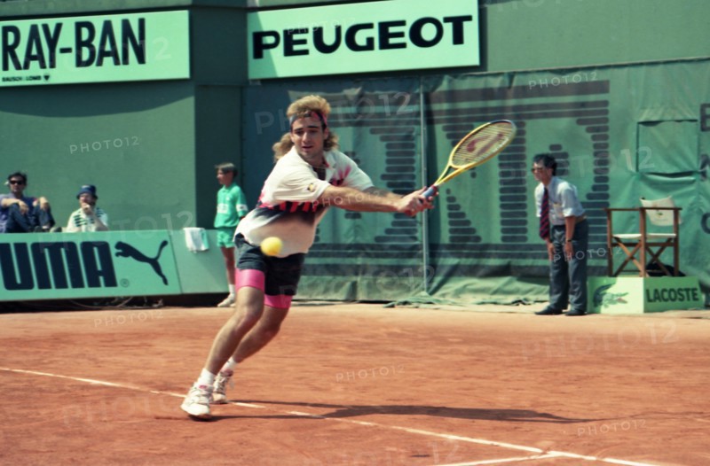 Andre Agassi during the 1990 French Open