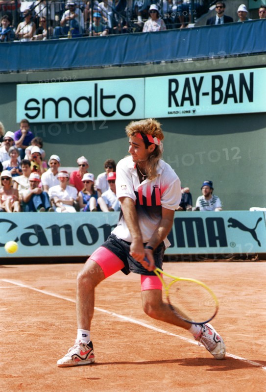 Andre Agassi during the 1990 French Open