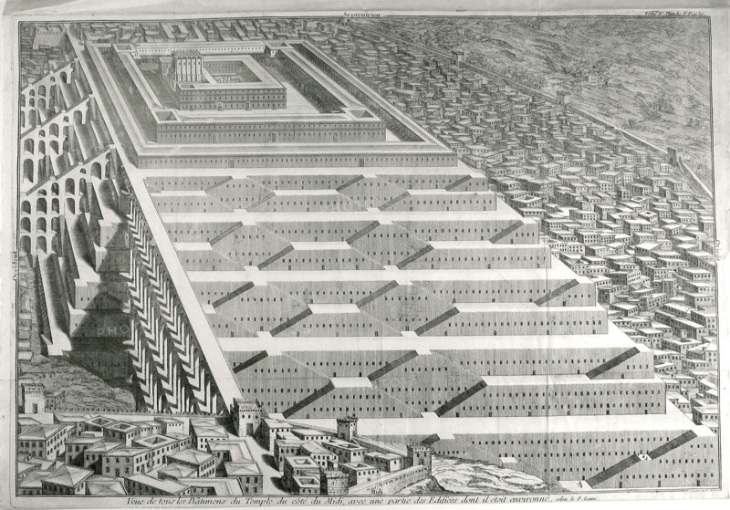 View of all the buildings of the Temple of Solomon from the South side, Augustin Calmet