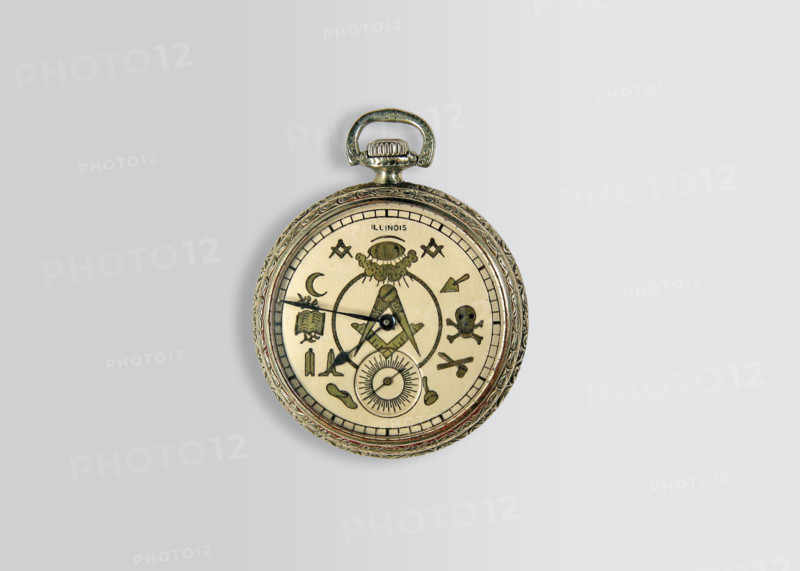 American pocket watch with hour symbols.