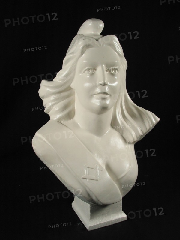 Plâtre peint, buste de Marianne maçonnique par Muhlis Unver, 53 x 40 x 23 cm, 1988.