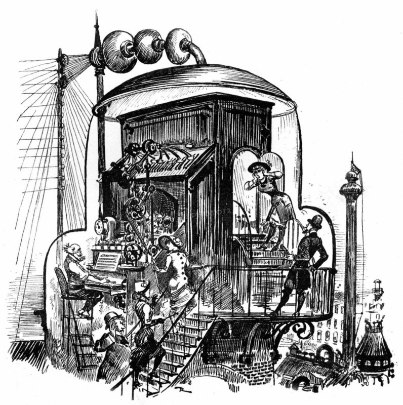 Piano unique de Paris, illustration de Robida