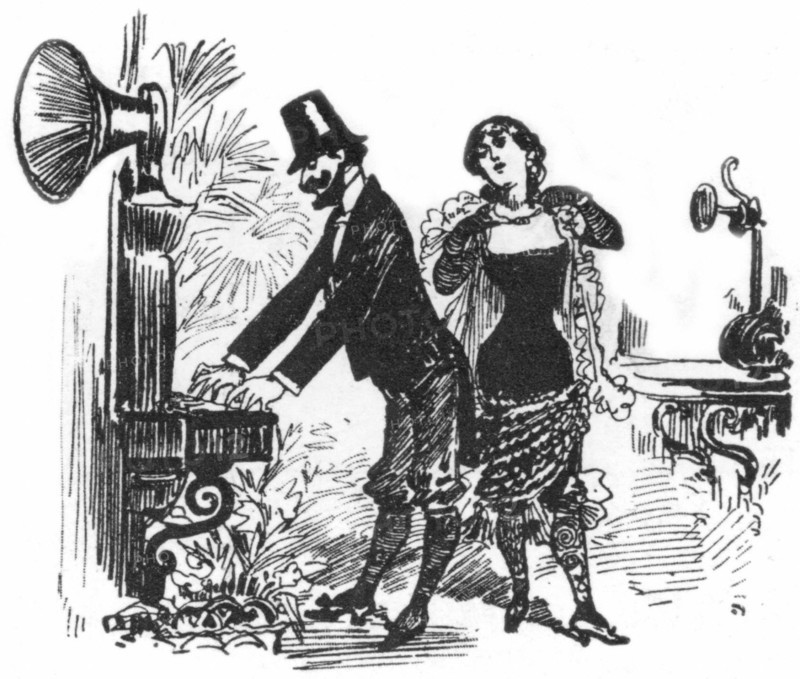 Piano-annonceur, illustration de Robida