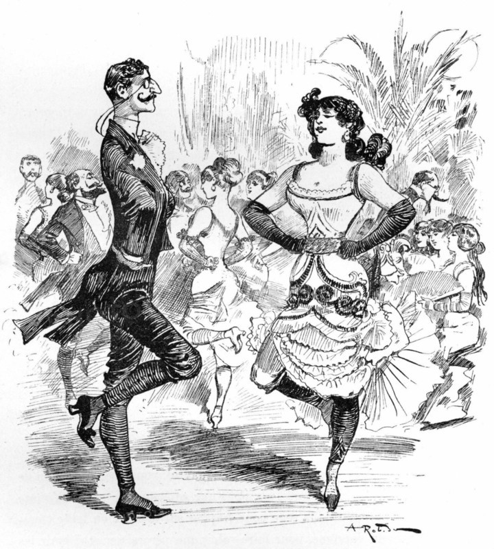 The dancehall  jig, illustration by Robida
