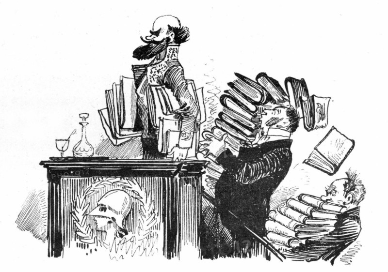 The historian Félicien Cadoul, illustration by Robida