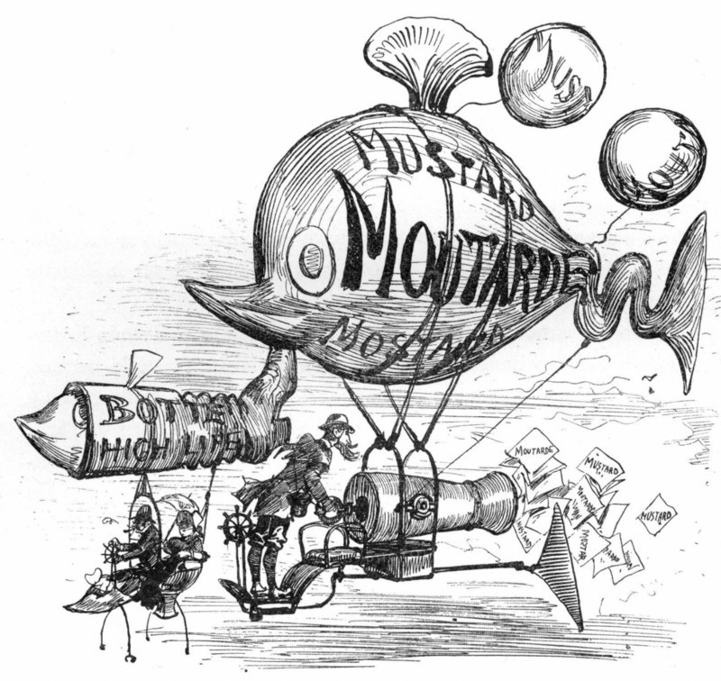 Aadvertising balloons at the Grand Prix, illustration de Robida