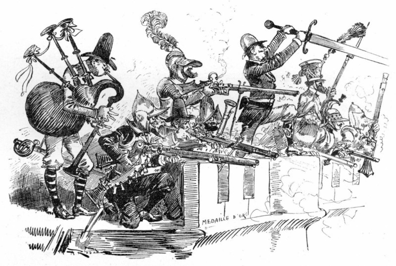 The troop of photo-painters, illustration by Robida