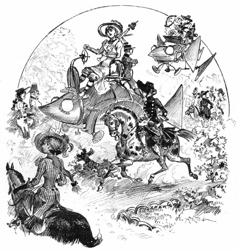 Hunting at the Fontainbleau woods, illustration by Robida