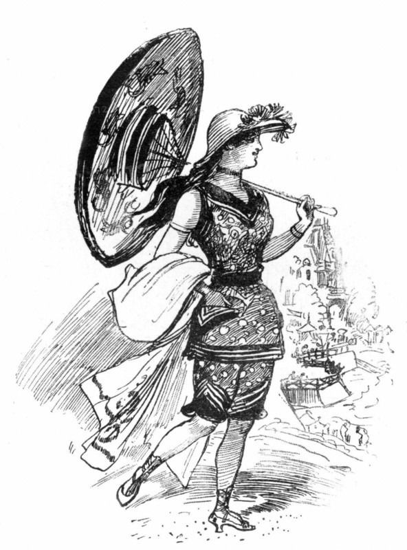 A  young lady at the sea baths, illustration by Robida