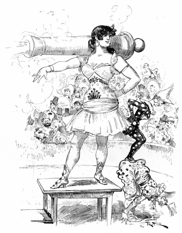 Clara the beautiful tragic actress, illustration by Robida