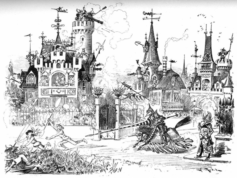 The last days of feudal system at Chatou, illustration by Robida
