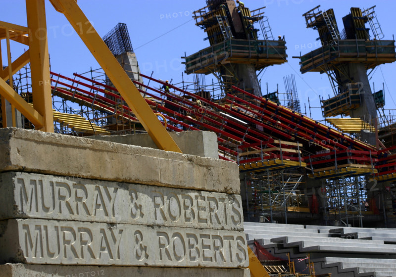 The construction site of the 2010 World Cup stadium in Cape Town, South Africa, which will host a FIFA World Cup 2010 semi-final.  2008/04/12