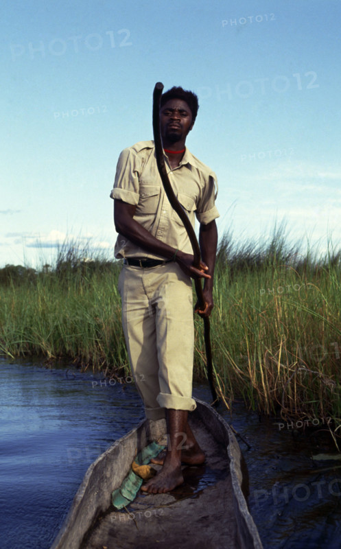 MAN IN MOKORO, TRIP FROM DELTA CAMP, BOTSWANA
