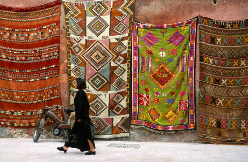 CARPETS HANGING ON WALL, MOROCCO