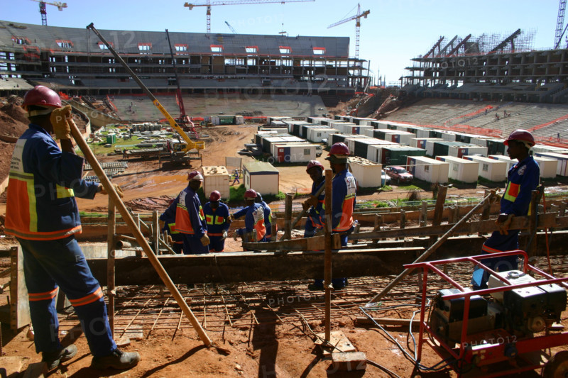 The construction site of Soccer City, near Soweto in Johannesburg, South Africa, which will host the 2010 World Cup final.