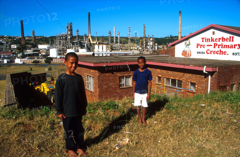 preschool with factories in the background