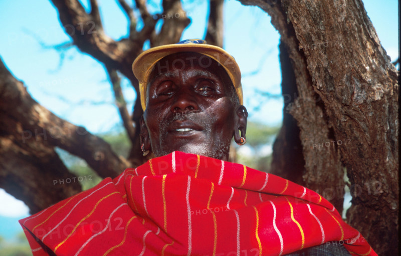 A Samburu elder wear a baseball cap - tribal meets Western