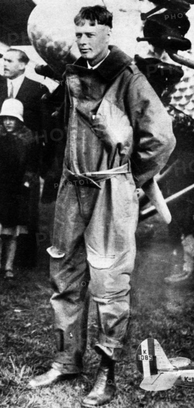 Charles Lindbergh standing by the 'Spirit of St Louis', May 1927