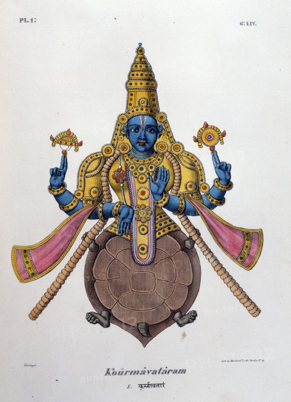 Vishnu, un des dieux de la Trinité hindoue (Trimurti) dans son second avatar (corps de tortue)