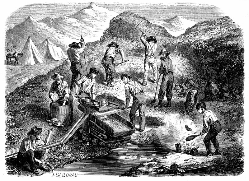Cradling for gold in the Californian gold fields