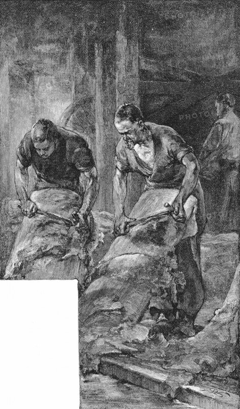 Tannage de peaux désitnées à la production de chaussures en cuir, 1885