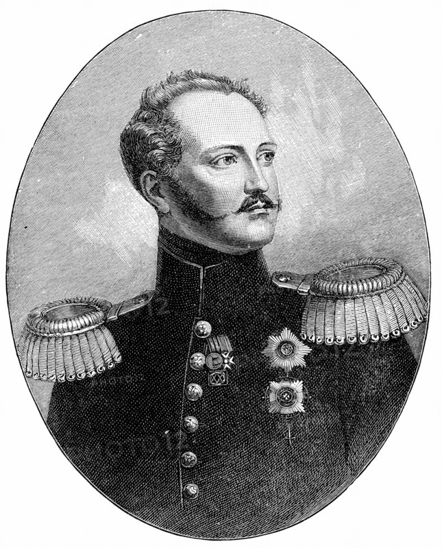Gravure sur bois représentant Nicolas 1er, Tsar de Russie(1796-1855)