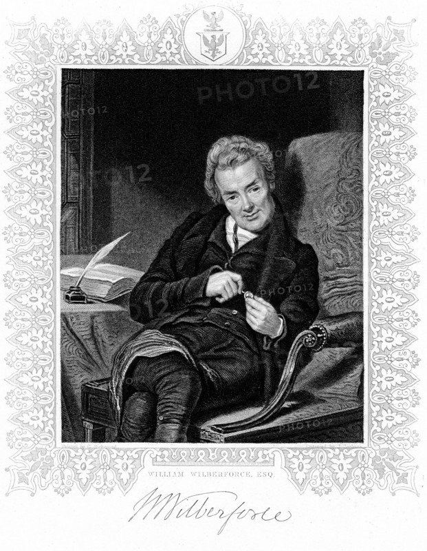 Engraving showing William Wilberforce, English philanthropist