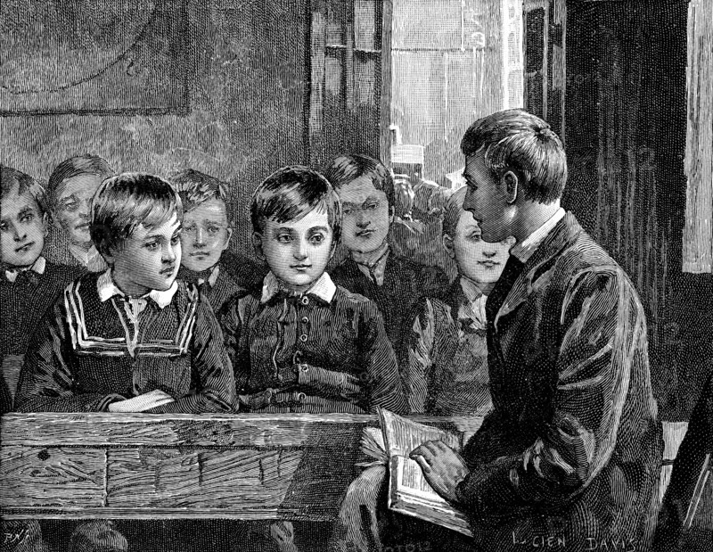 Engraving showing a boy's class at an American Sunday School