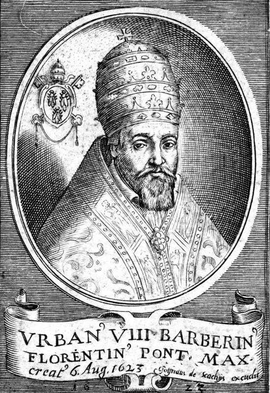 Engraving showing Urban VIII (Maffeo Barberini, 1568-1644) Pope from 1623