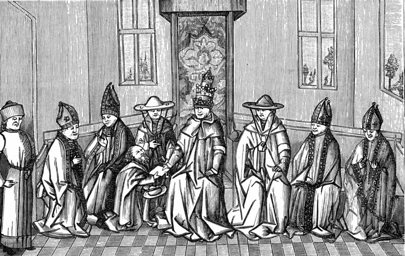 Engraving showing Peter the Hermit