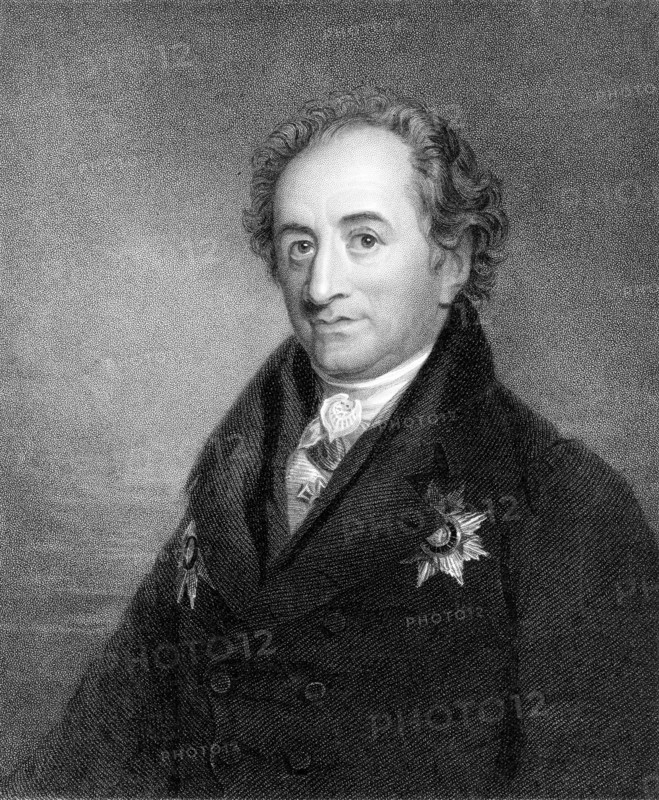 Engraving showing Johann Wolfgang von Goethe