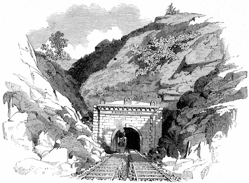 Baltimore and Ohio Railroad: Locomotive emerging from the 4100 ft Kingwood Tunnel through the Alleghany Mountains