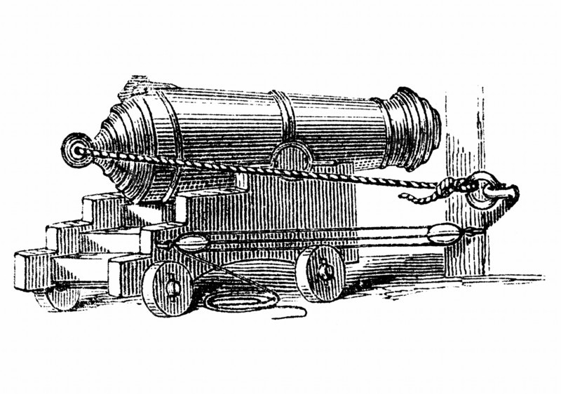 Carronade, short piece of naval ordnance