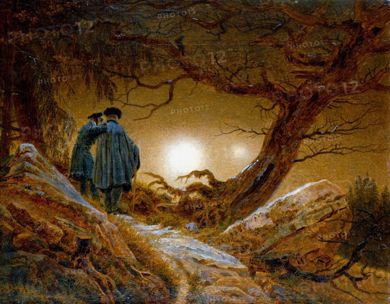 Friedrich, Homme et femme contemplant la lune