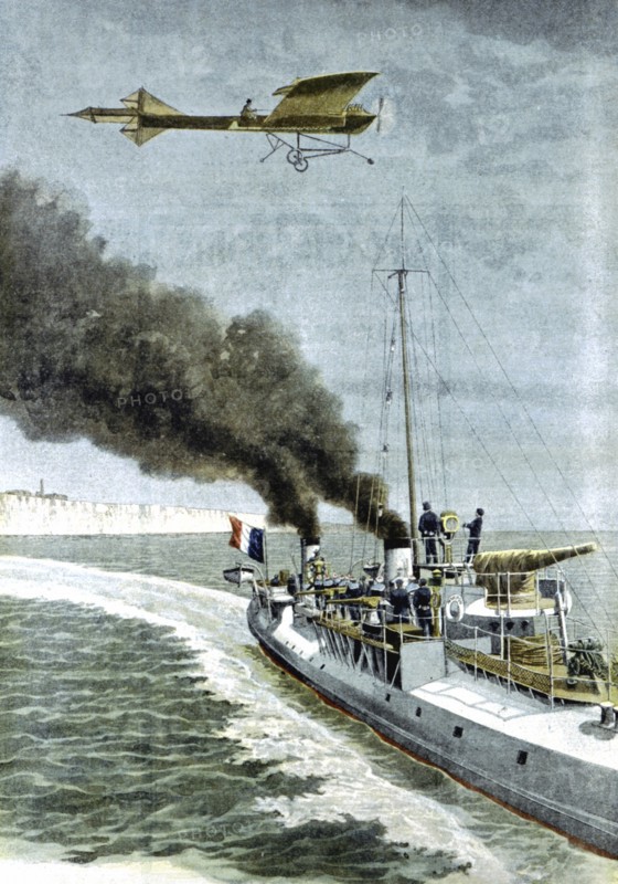 Hubert Latham leaving Sangatte in an 'Antoinette' monoplane