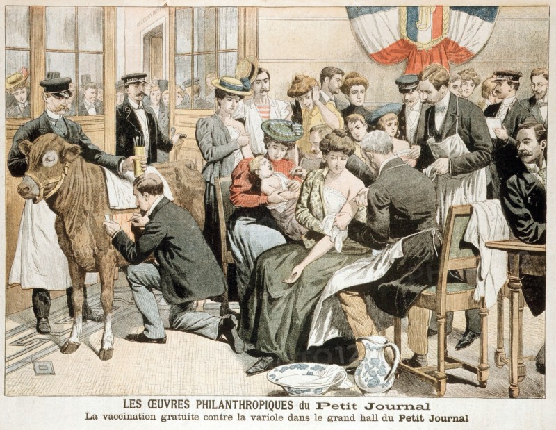 Free vaccination against Smallpox clinic on premises of French newspaper