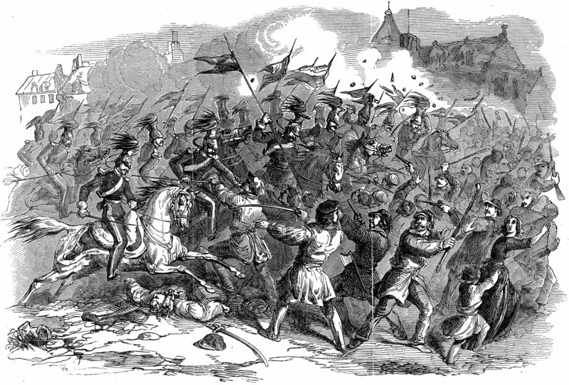 Revolution in Prussia, March 1848, Troops charging the crowds in Berlin