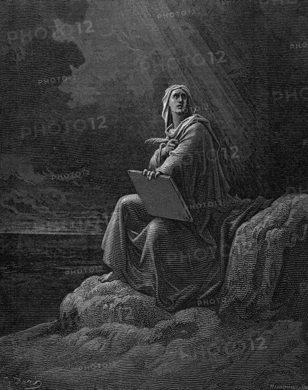 Engraving showing St John on Patmos