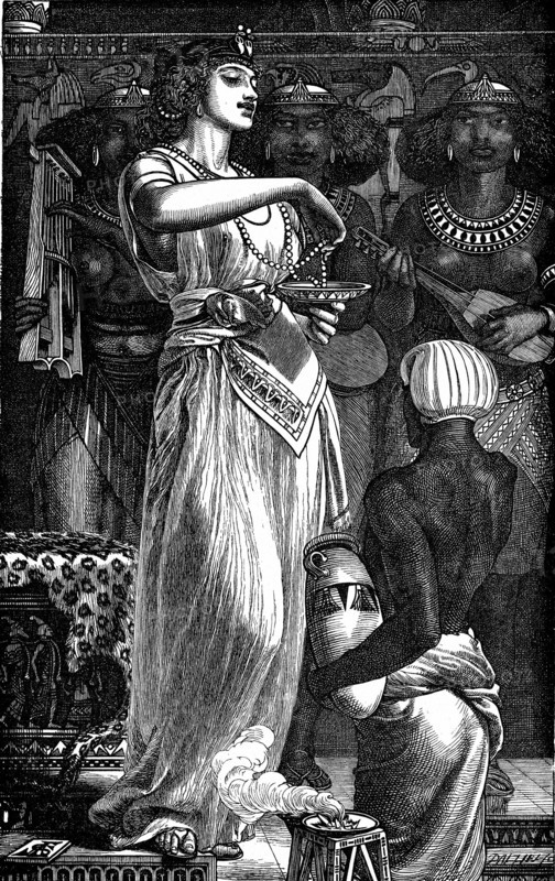 Cleopatra VII dissolving pearls in wine