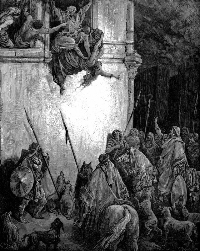 Jezebel is thrown out of the window on orders of Jehu