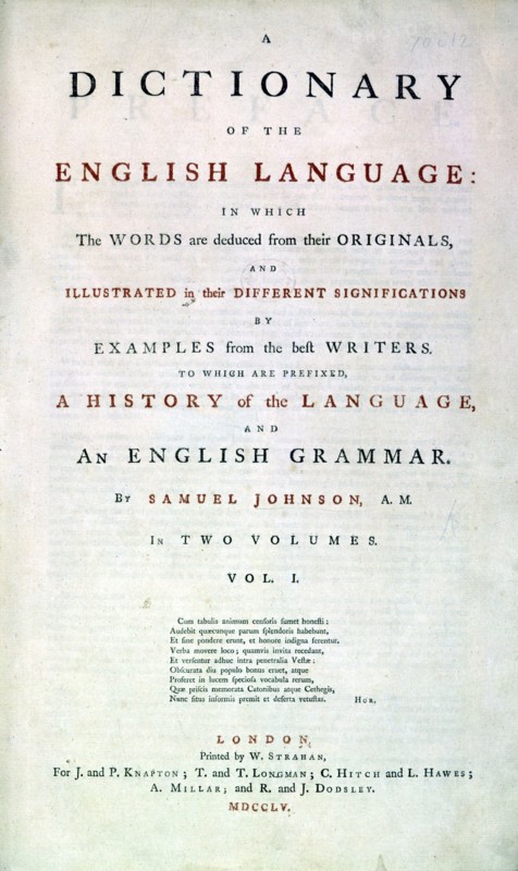 Title page of "Dictionary of the Human Language" by Samuel Jackson Johnson