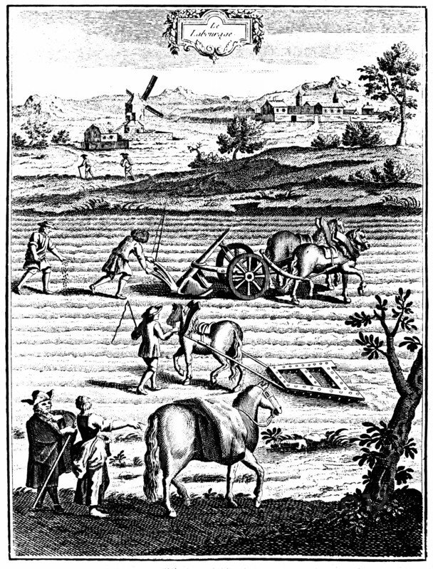 Ploughing and harrowing with horses and sowing seed broadcast