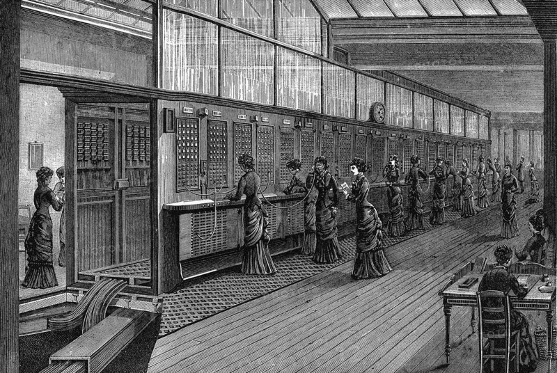 Female telephonists at the Central Telephone Exchange, Paris