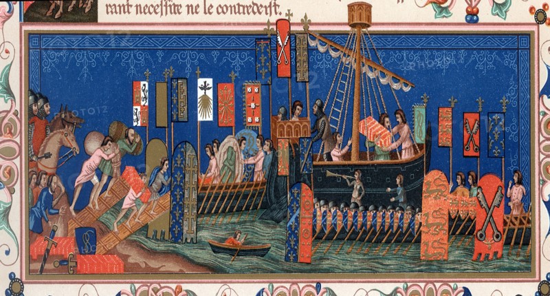 Crusaders embarking for the Holy Lane