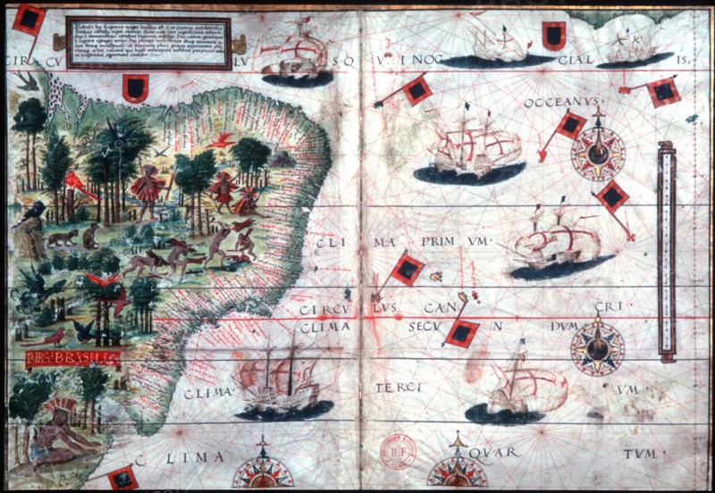 Map of Brazil by Pedro Reinel and Lopo Homen c1525