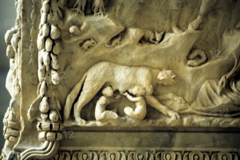 Romulus and Remus suckling from the she-wolf