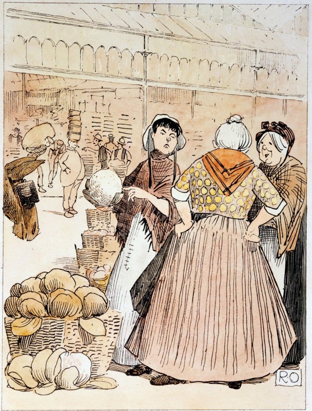 Market women discussing the merits of cauliflowers