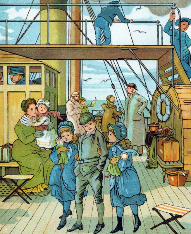 English family taking the air on deck