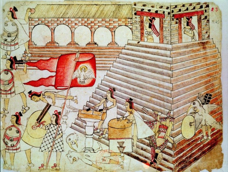 Aztec warriors defending the temple of Tenochtitlan
