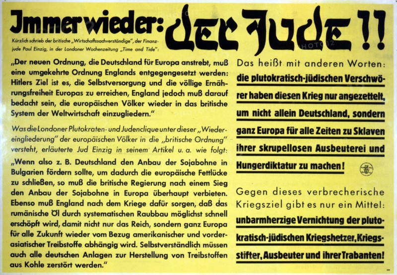 German Word War 2 anti-semitic propaganda leaflet